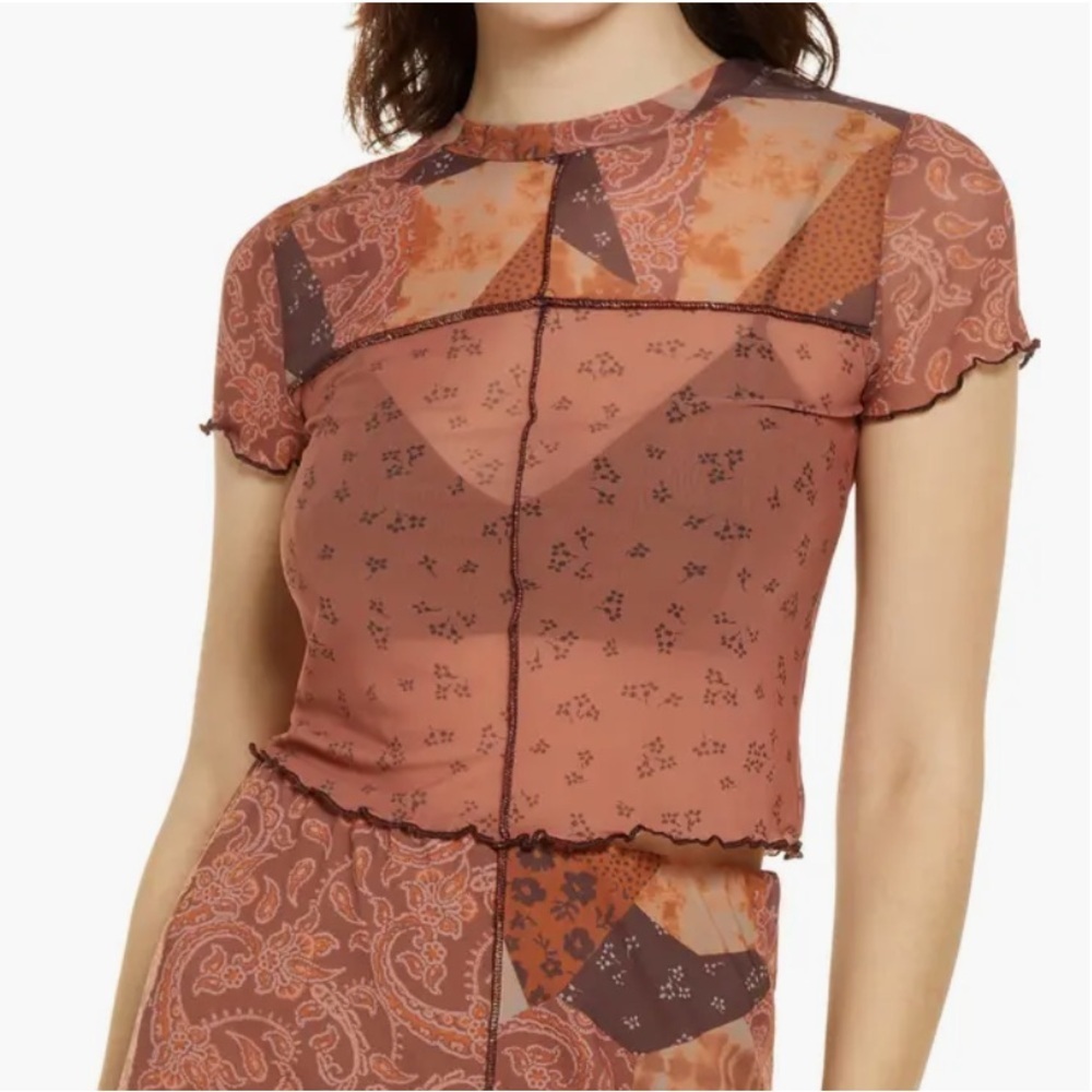 NWT BP Patchwork Crop‎ Baby Tee Small